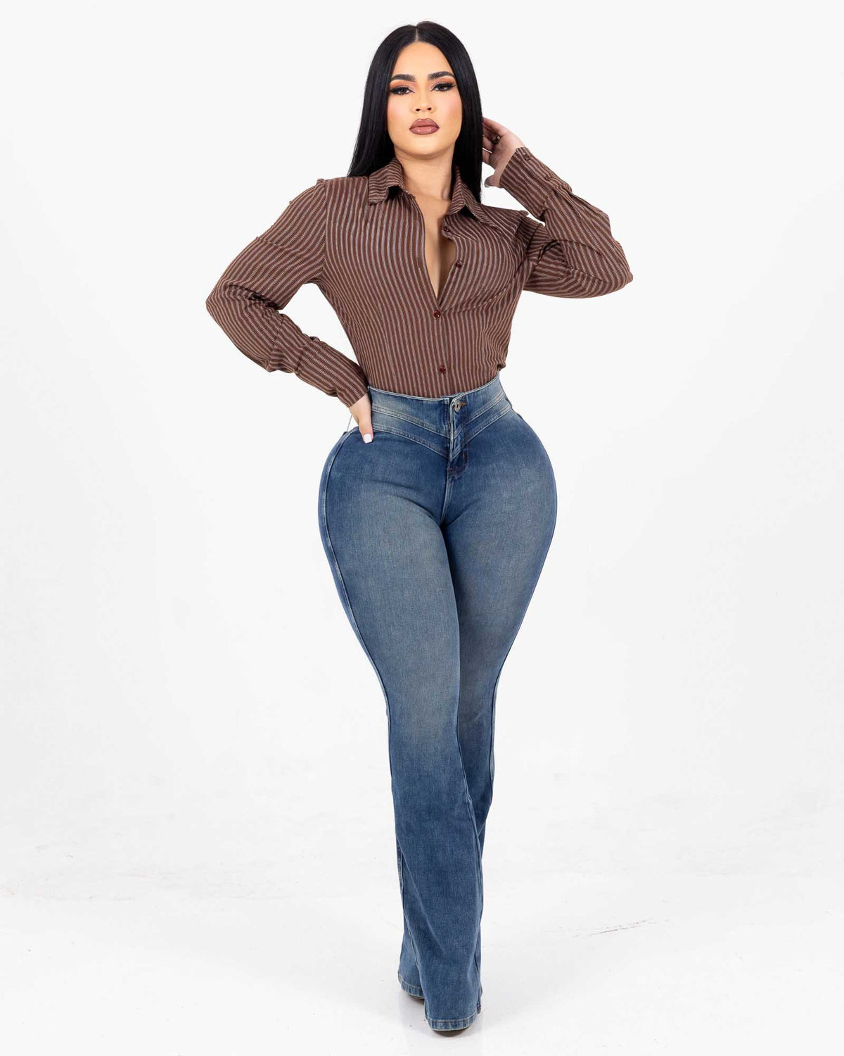 LIPOJEANS CURVELINE — Water-Repellent Flare Jeans | Limited Edition - Blue Beige