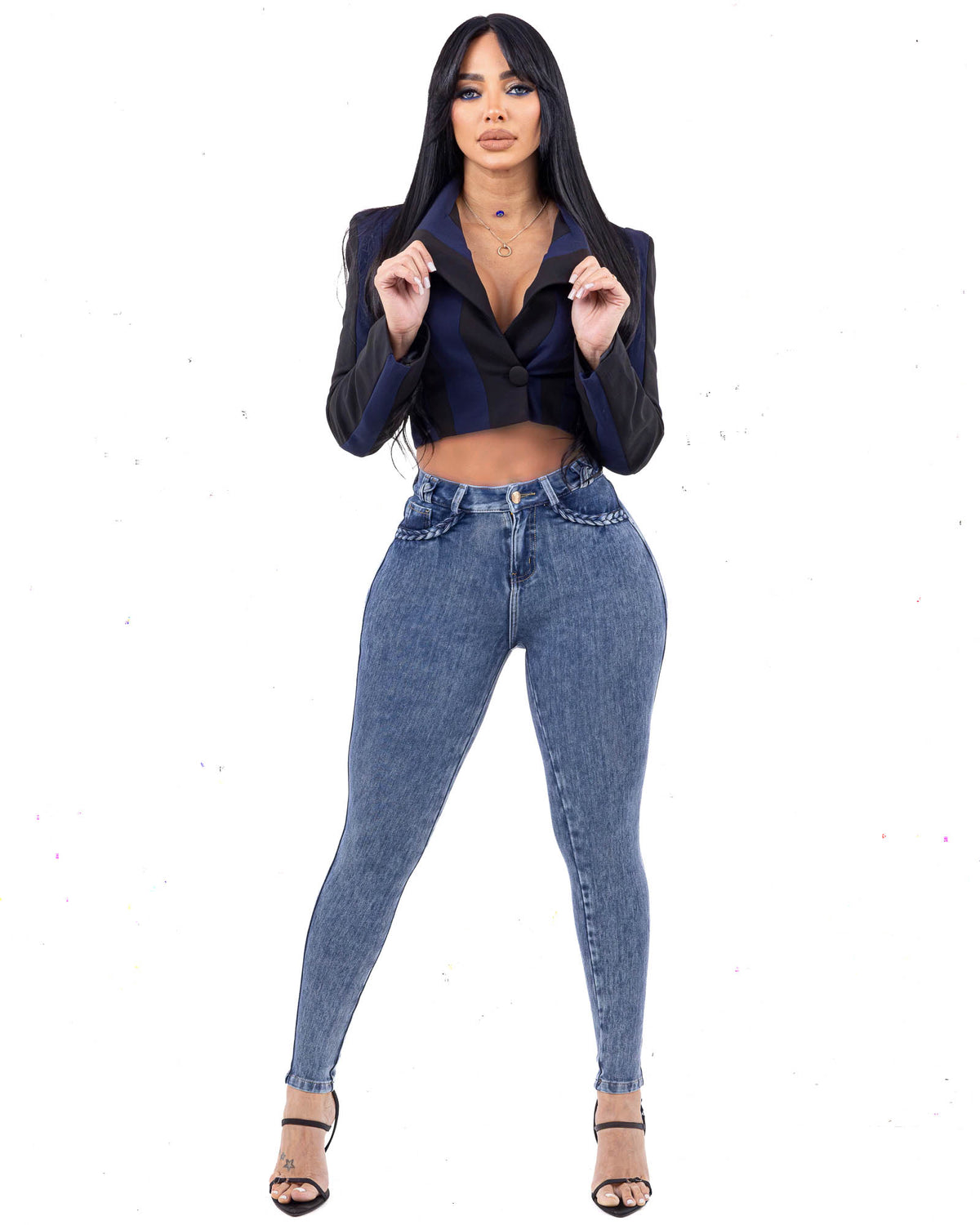 LIPOJEANS Sculpting High-Waisted Skinny Jeans – Blue Acid Wash