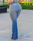 LIPOJEANS Montecarlo Monaco High-Waist Sculpting flared Jeans - Blue Beige