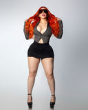 LIPO FALDA SHORT Curve Wrap High-Waisted Denim Skort – Black