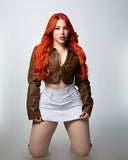 LIPO FALDA SHORT Curve Wrap High-Waisted Denim Skort – White