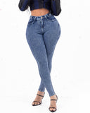 LIPOJEANS Sculpting High-Waisted Skinny Jeans – Blue Acid Wash