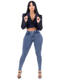 LIPOJEANS Sculpting High-Waisted Skinny Jeans – Blue Acid Wash