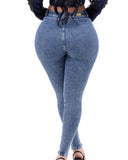 LIPOJEANS Sculpting High-Waisted Skinny Jeans – Blue Acid Wash