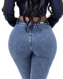 LIPOJEANS Sculpting High-Waisted Skinny Jeans – Blue Acid Wash