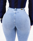LIPOJEANS Sculpting High-Waisted Skinny Jeans – Light Blue Denim