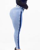 LIPOJEANS Sculpting High-Waisted Skinny Jeans – Light Blue Denim