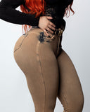 LIPOJEANS Luxury Prestige High Waisted Flare Jeans – Sand Beige