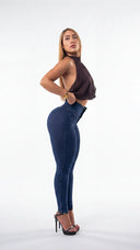 LIPOJEANS Montecarlo Royale High-Waist Sculpting Skinny Jeans – Navy Blue
